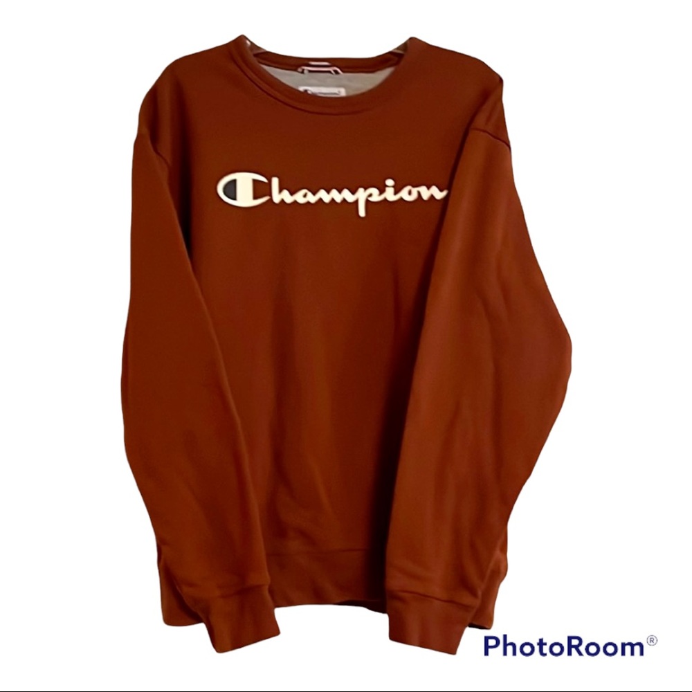 Dark Orange Champion Crewneck Sweatshirt (Mens Large)